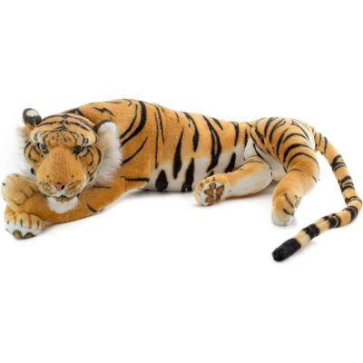 Afbeelding van BRUBAKER Tijger Knuffel 60 cm Liggend Levensechte Koning van de Jungle Bruin