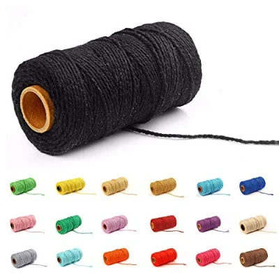 Afbeelding van 100 Yard / 2 mm gekleurde katoenen touw Craft koord maken breien String voor ambachten geschenkverpakking (Zwart 1)