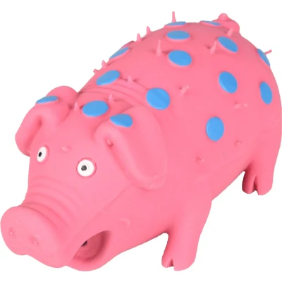 Afbeelding van Flamingo Hondenspeelgoed Latex Varken Stip Roze 18 x 8 cm