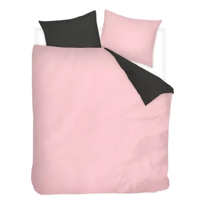 Afbeelding van Snoozing Two Tone Flanel Dekbedovertrek Tweepersoons 200x200/220 cm + 2 kussenslopen 60x70 Roze/Antraciet
