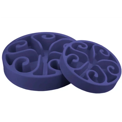 Afbeelding van Eat Slow Live Longer Anti schrok Voerbak Rond Blauw 20,5 cm