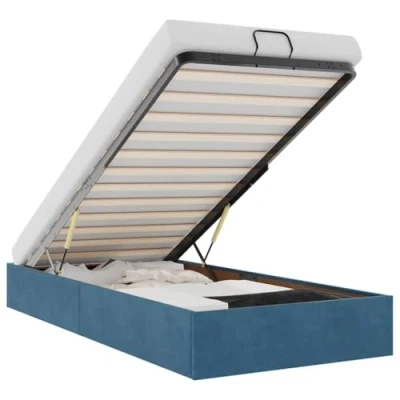 Afbeelding van Bedframe fluweel donkerblauw 90x200 cm