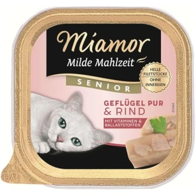 Afbeelding van Voordeelpakket: Miamor milde maaltijd Senior 16 x 100 g Kattenvoer Puur Gevogelte en Rund