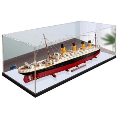 Afbeelding van Acryl transparante vitrine voor Lego 10294 Titanic Model Stofdicht Transparant Display Case Showcase (55 x 7,8 19,6 inch (alleen vitrine) (2 mm spiegel)