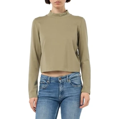Afbeelding van Calvin Klein Jeans Milano LOGO Longsleeve, Dames, Maat: Large, Nordic dust