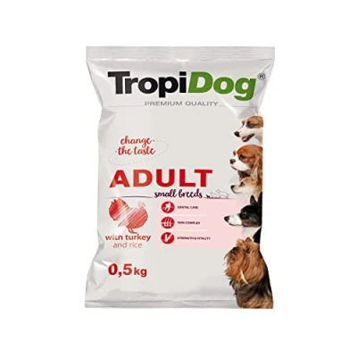 Afbeelding van Premium hondenbrokken met kalkoen en rijst voor volwassen honden van kleine rassen 500G