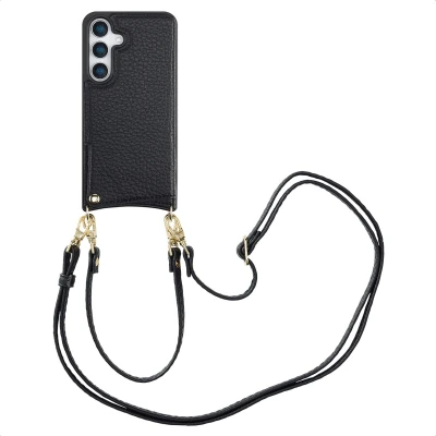 Afbeelding van Selencia Hoesje Geschikt voor Samsung Galaxy S25 met Pasjeshouder Nova Backcover koord en pashouder Zwart