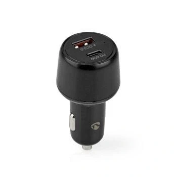 Afbeelding van USB autolader Nedis 2 poorten (USB A, C, Power Delivery, Quick Charge, 65W, Zwart)