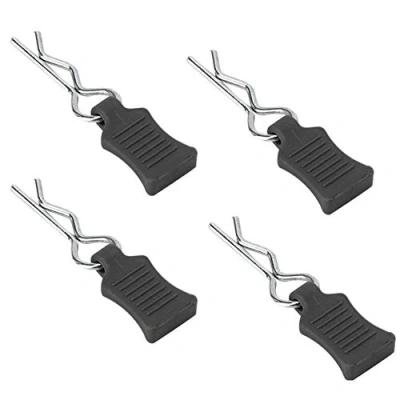 Afbeelding van Tbest RC carrosserieklemmen Bent Springy R Pins, 1/8 1/10 1/12 Pins + bevestigingsklem set model carrosserieklem accessoires (zwart)