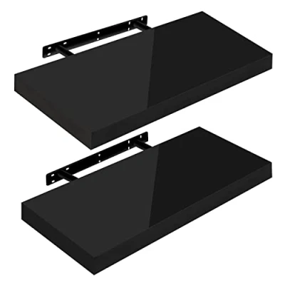 Afbeelding van WOLTU Volato RG9477sz 2 Wandplank, zwevend, zwevende plank, cd dvd boekenplank, houten 50 x 22,9 3,8 cm, zwart