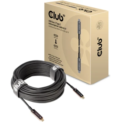 Afbeelding van CLUB3D USB3.2 G2 TYPE C ACT. OPT. A/V M/M 20M USB kabel 3.2 Gen 2 (3.1 2) Zwart