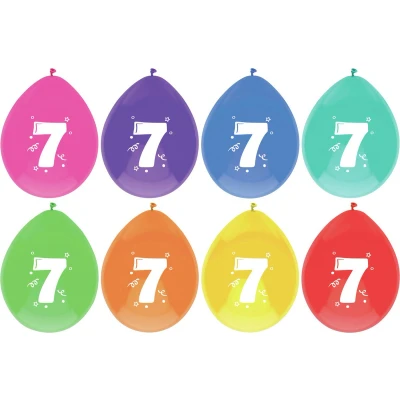 Afbeelding van Ballonnen 7 jaar frisse kleuren 8 stuks