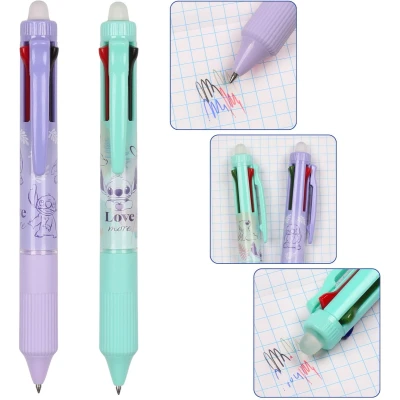 Afbeelding van DISNEY Stitch Balpen 4in1, uitwisbaar met gum, automatische gelpen, uitwisbaar, schoolpen 0,5mm