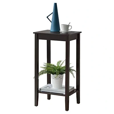 Afbeelding van Bijzettafel Thun met plank MDF 38x30x74 cm donkerbruin