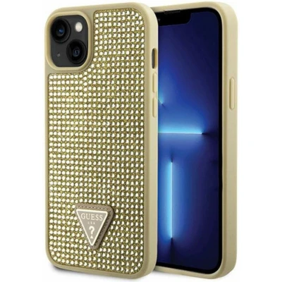 Afbeelding van Guess Rhinestones Triangle Logo Back Cover Geschikt voor Apple iPhone 14 (6.1&quot;) Goud
