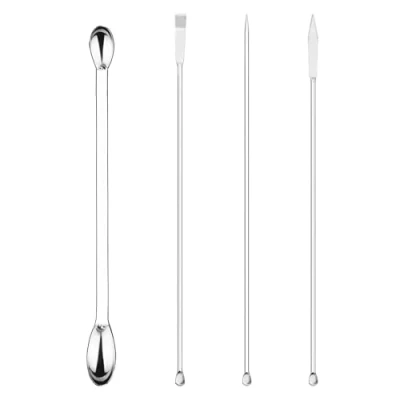 Afbeelding van Labasics 4 Stuks Lab Micro Lepel en Spatel Set, Roestvrijstalen Dubbelzijdige Spatels, Sampling Lepels, Scoopulas Weegset