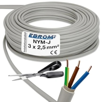 Afbeelding van EBROM NYM J 3 x 2,5 mm² mantel kabel installatiekabel natte kamerkabel grijs selectie in stappen van 1 meter Per nauwkeurig Uw keuze: 3x2,5 mm2, lengte: 5