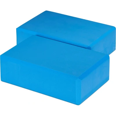 Afbeelding van Relaxdays yoga blok set van 2 hardschuim verschillende kleuren blauw