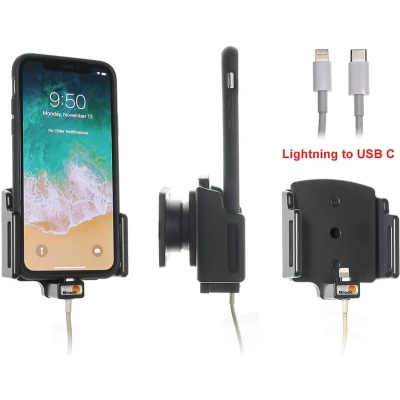 Afbeelding van Brodit houder Apple iPhone X / Xs Verstelbare met kabelbevestiging voor kabel
