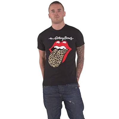 Afbeelding van The Rolling Stones Leopard Print Tongue Heren T shirt L Zwart