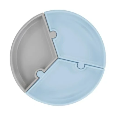Afbeelding van MinikOiOi 101050059 puzzelplaat met 3 scheidbare delen en zuignappen, blauw grijs