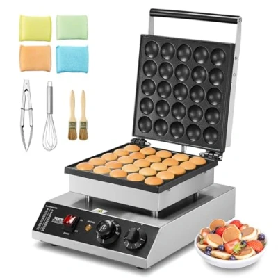 Afbeelding van VEVOR Dorayaki Mini pannenkoekenmachine, 25 stuks, diameter 43 mm, 1700 W, temperatuurregeling voor commerciële keuken, feest, evenement