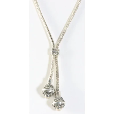 Afbeelding van Traditionele zware zilveren vossenstaart schakel ketting met bewerkte pegels