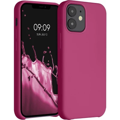 Afbeelding van kwmobile telefoonhoesje geschikt voor Apple iPhone 12 mini Hoesje met siliconen coating Smartphone case in frambozenroze