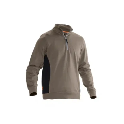 Afbeelding van Jobman 5401 Halfzip Sweatshirt 65540120 Khaki/Zwart S