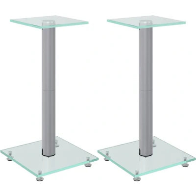 Afbeelding van vidaXL Luidsprekerstandaards 2 st 1 pijler gehard glas zilverkleurig