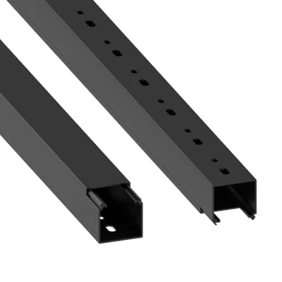 Afbeelding van Haengut kabelgoot (met montagegaten in de bodem) 40x40 mm van PVC, kleur: zwart, lengte 1 m