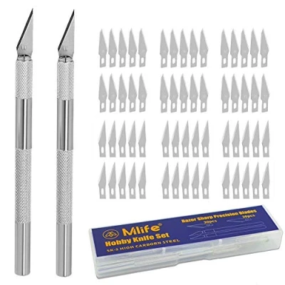 Afbeelding van Mlife Precision Carving Craft Messenset, 60 reservemesjes, scalpel, snijmes voor doe het zelf kunst en werk snijden