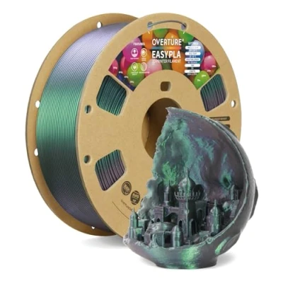 Afbeelding van OVERTURE Color Changeable PLA 1.75mm 3D Printer Filament Green Starlight PLA, 1kg Cardboard Spool (2.2lbs), Dimensional Accuracy +/ 0.02mm, Fit Most FDM Printer(Shimmer Dark Green)