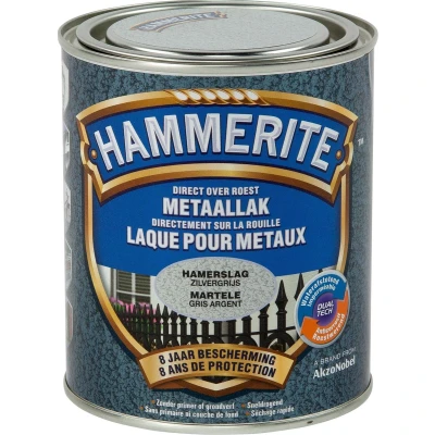 Afbeelding van Hammerite Metaallak Hamerslag Zilvergrijs 0.75L
