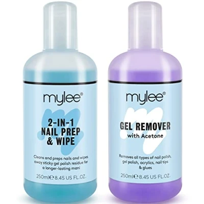 Afbeelding van Mylee nagelgellak prep wipe + gelremover, nagelreiniger UV LED manicure aceton 2x250ml