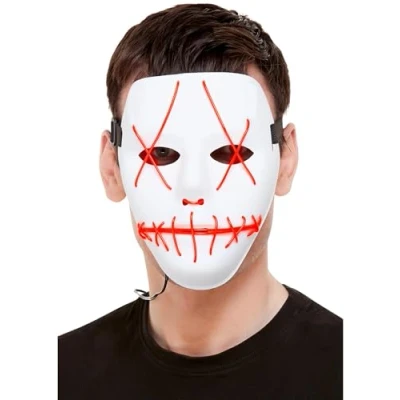Afbeelding van Stitch Face Mask, Neon Red Light Up, White