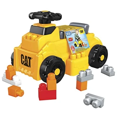 Afbeelding van MEGA Bloks Cat Graafmachine voor bouwen en spelen, bouwset met 1 voertuig om op te rijden 10 grote bouwblokken, cadeau kinderen vanaf jaar, HDJ29