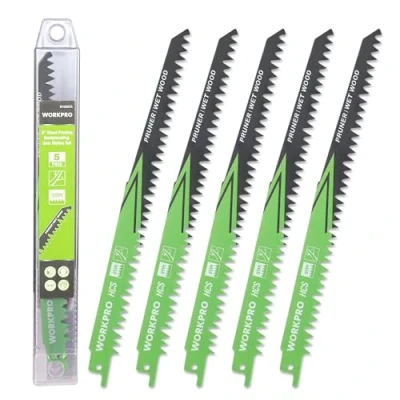 Afbeelding van WORKPRO Reciprozaagbladset 5 delig, Zaagblad 230mm 5TPI Gemaakt van HCS, voor het Zagen Takken, Compatibel met Standaard Reciprozagen