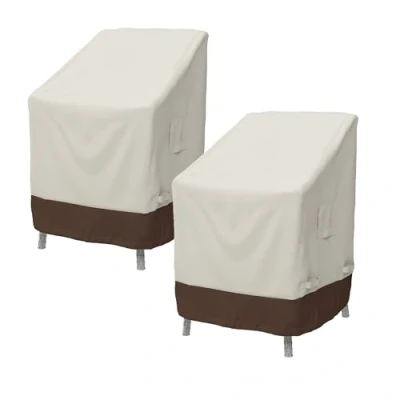 Afbeelding van Amazon Basics Meubelhoes, voor eetkamerstoel met armleuningen, dubbele verpakking, beige, lichtbruin, 2 pak