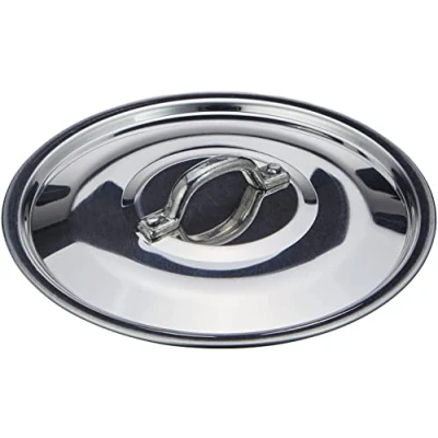 Afbeelding van Agnelli Pentole FAMA2916 plat deksel met handvat, rand en brug, zware uitvoering van BLTF aluminium, gepolijst zilver, 60 cm