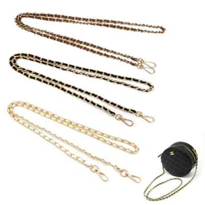 Afbeelding van 3 STKS Vervangende Ketting voor Handtas, Handtas Kettingriemen, Metalen Ketting, met 120 cm Kettingriem, Clutch Bag Portemonnee (Zwart, Wit, Bruin)