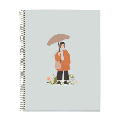 Afbeelding van Miquelrius Gerecycled notitieboek, A4, geruit 5 x mm, 120 vellen van 70 g/m², 4 gekleurde strepen, spiraalbinding, Nordic Melody collectie, paraplu
