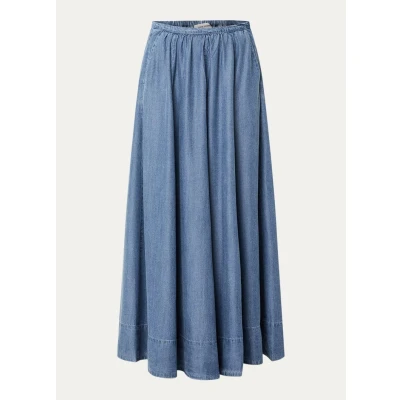 Afbeelding van Sofie Schnoor dames Kattia maxi rok van lyocell met steekzakken in de kleur Indigo, maat: 34