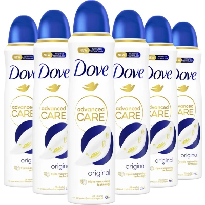 Afbeelding van Dove Advanced Care Original anti transpirant deodorant spray 6 x 150 ml voordeelverpakking