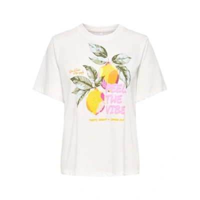 Afbeelding van ONLY Onlblinis LIFE Fruit BOX Tshirt print, Dames, Maat: Medium, Cloud dancer