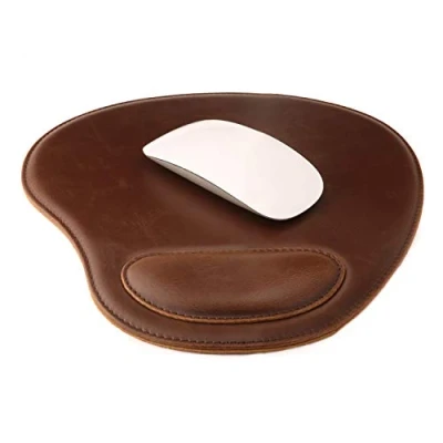 Afbeelding van Londo Leder Oval Mousepad met Polssteun (Donkerbruin)