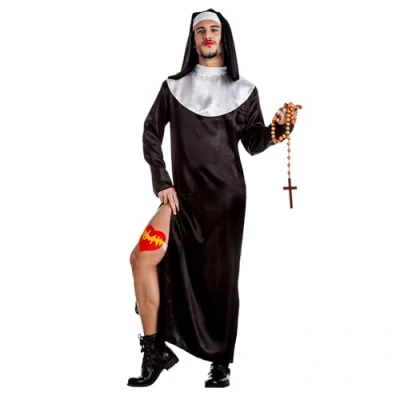 Afbeelding van Boland Kostuum non voor mannen, 3 delig, verkleedkostuum themafeesten, Halloween of carnaval, He Nun