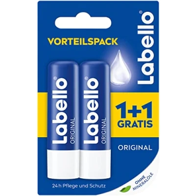 Afbeelding van Labello Original Lippenpflegestift, 1+1 Gratis Gouden Jubileumdesign (2 X 4,8 G), Lippenverzorging Voor Natuurlijk Mooie Lippen, Lippenbalsem Zonder Minerale Oliën