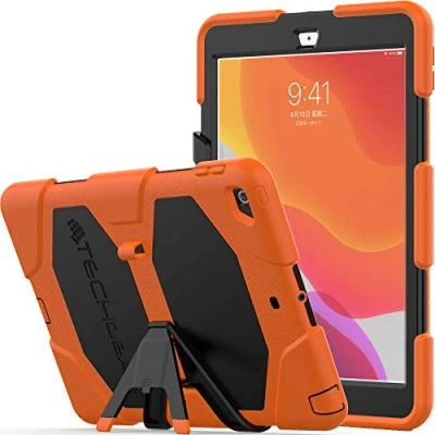 Afbeelding van TECHGEAR G SHOCK Ontwerp voor iPad 10.2 inch 2021 2020 2019 [9e/8e/7e generatie] Stoere robuuste zware pantser schokbestendige overleving beschermhoes met standaard kinderen scholen bouwers werkman