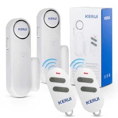 Afbeelding van Kerui deur en raamalarmsysteem met 2 draadloze vensters, 1 afstandsbediening, batterijuitbreidbaar veiligheidsalarmsysteem, compleet raamalarmsysteem, inbraakbeveiliging, alarminstallaties